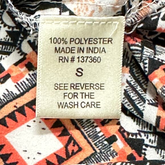 Live 4 Truth Tunic Top Womens Size S Orange Black All Over Print Bohemian Boho - Picture 8 of 8